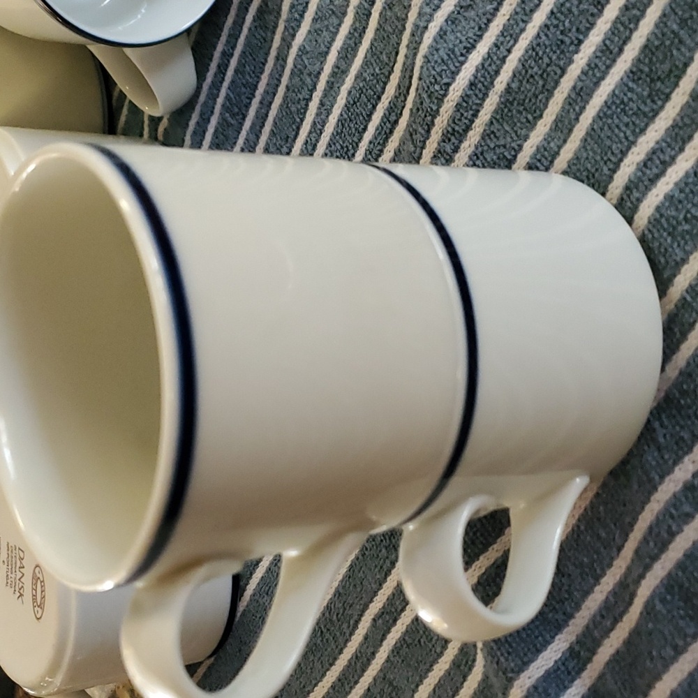 Dansk Bistro Fredriksborg Blue Coffee Mugs Saucers Cream Sugar Set of 30 - Picture 11 of 12